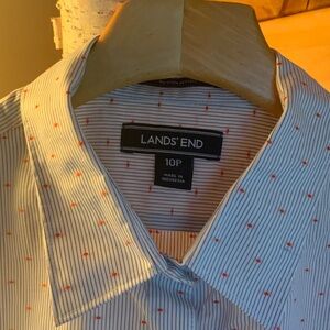 Lands' End Women's Pinstripe/Dot Button-down Shirt
